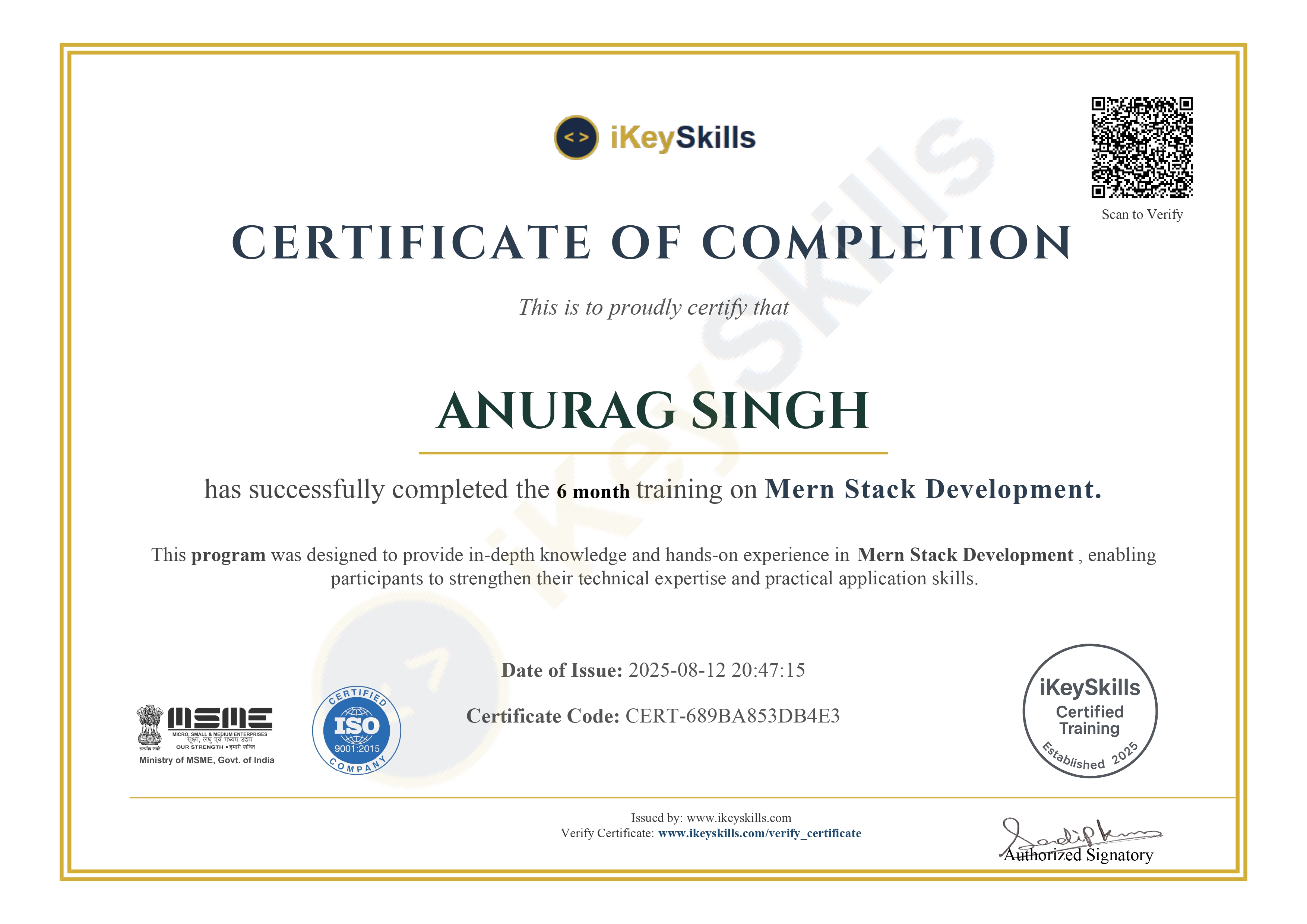 ikeyskills Premium Certificate